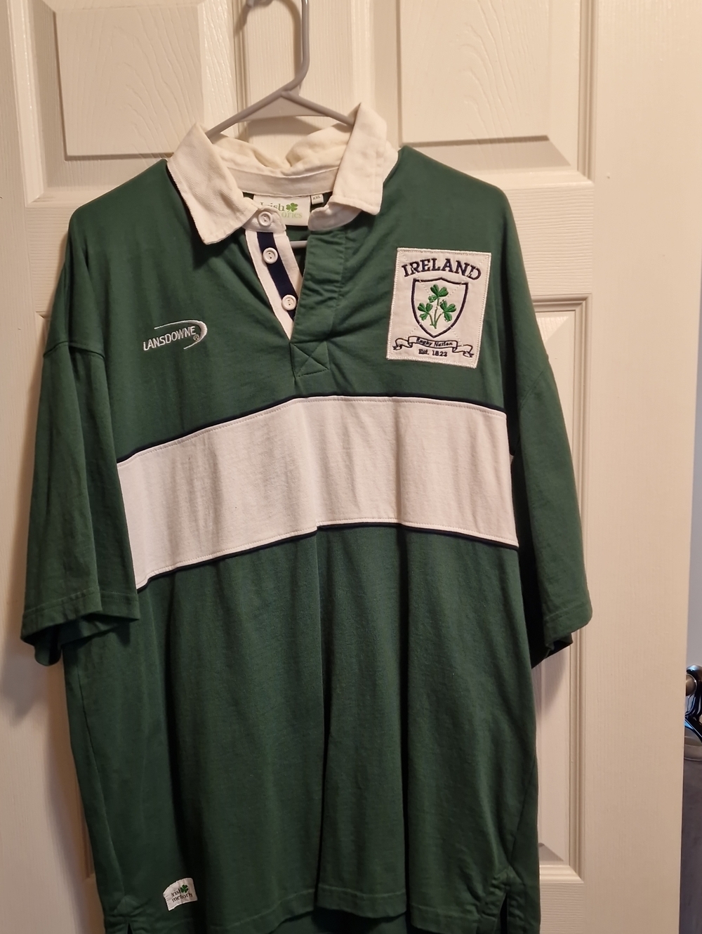 Ireland Green Rugby Polo with White Chest Stripe